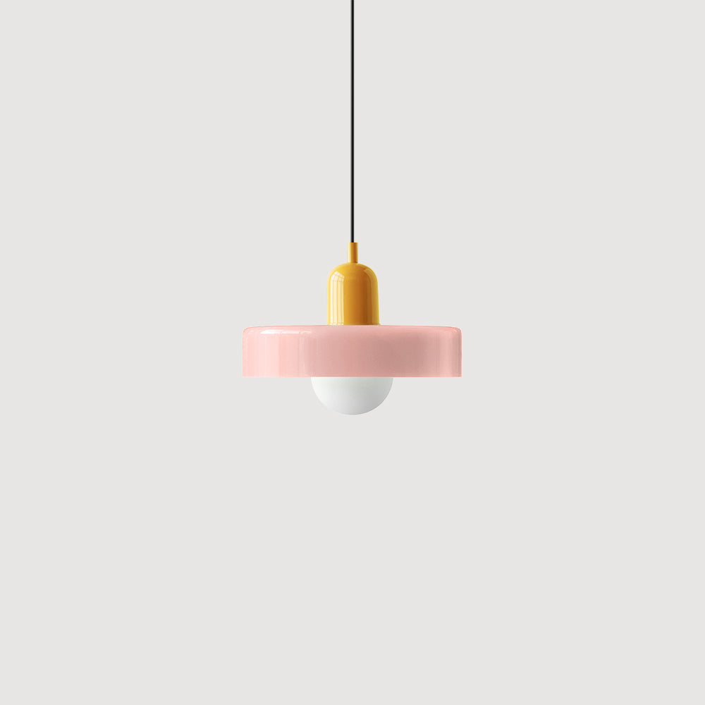 Bunter Bauhaus Glas-Pendelleuchte