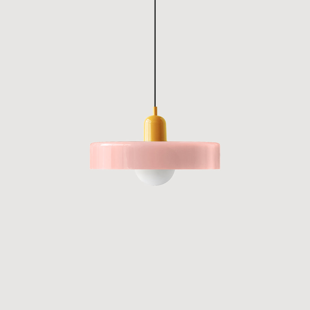 Bunter Bauhaus Glas-Pendelleuchte