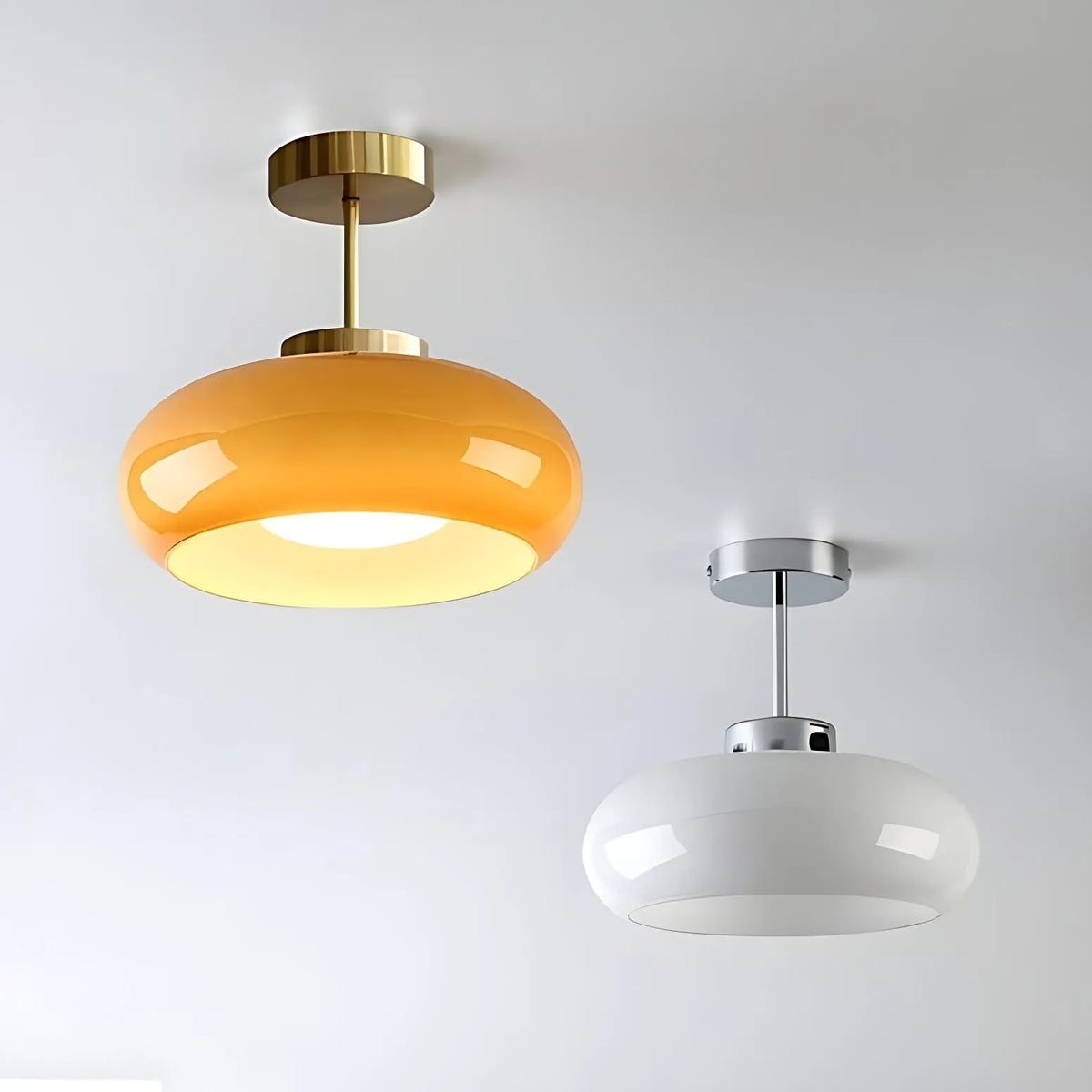 Lunessa Bauhaus Messing-Glas-Scheiben-Deckenleuchte