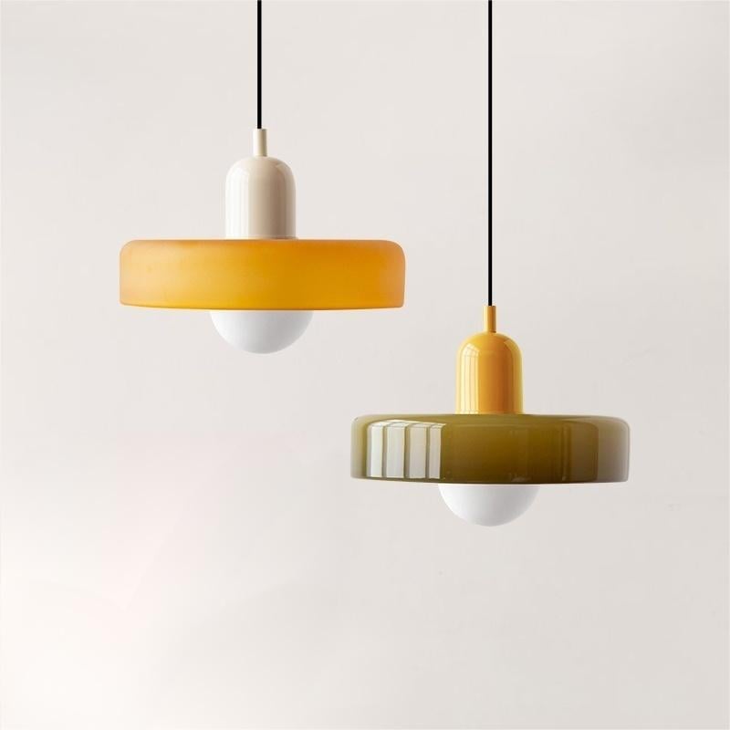 Bunter Bauhaus Glas-Pendelleuchte