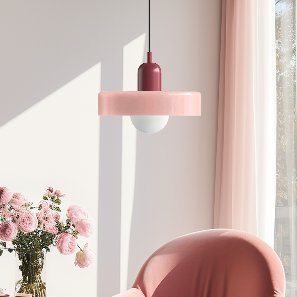 Bunter Bauhaus Glas-Pendelleuchte