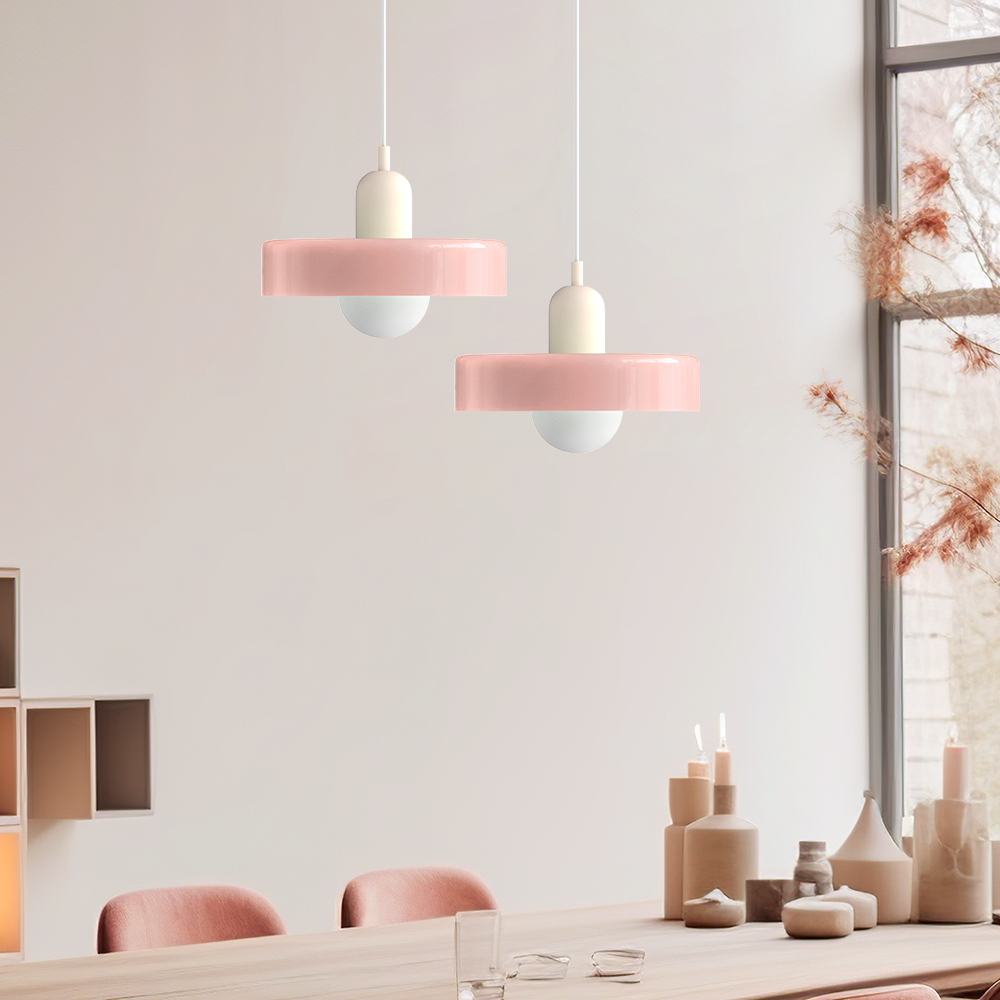Bunter Bauhaus Glas-Pendelleuchte