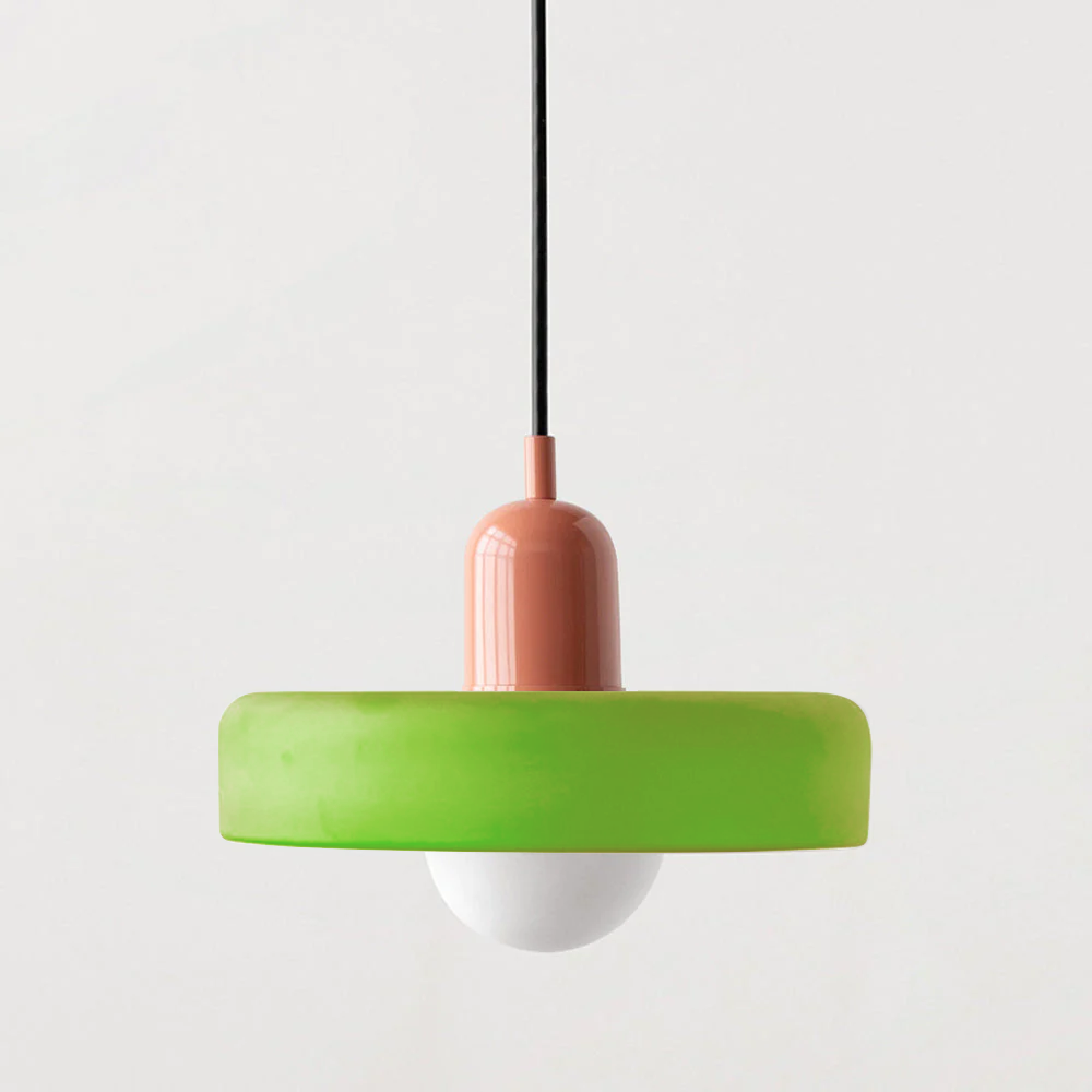 Bunter Bauhaus Glas-Pendelleuchte