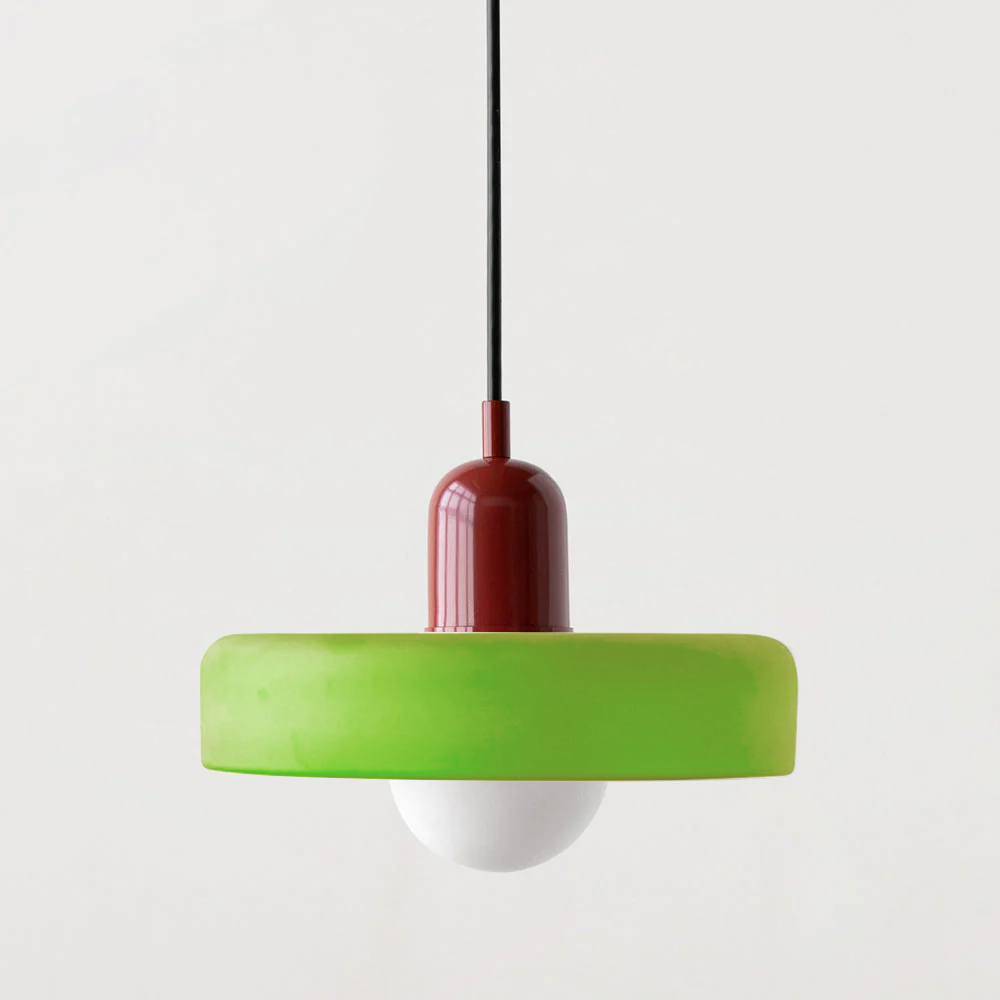 Bunter Bauhaus Glas-Pendelleuchte