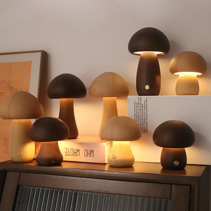 Holz Vintage Pilz Tischlampe-Aster Selection