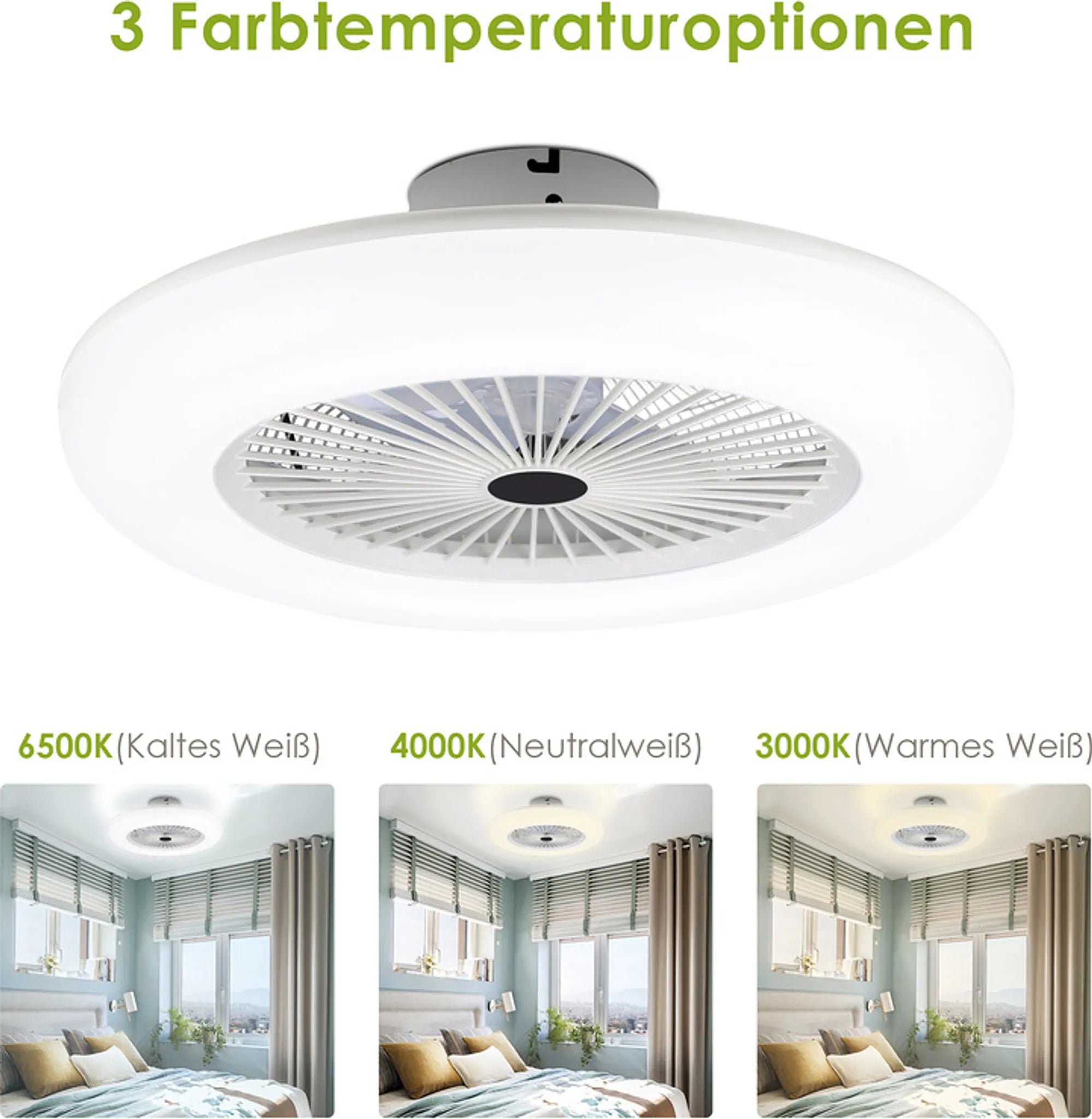 Leiser LED-Deckenventilator mit Leuchte