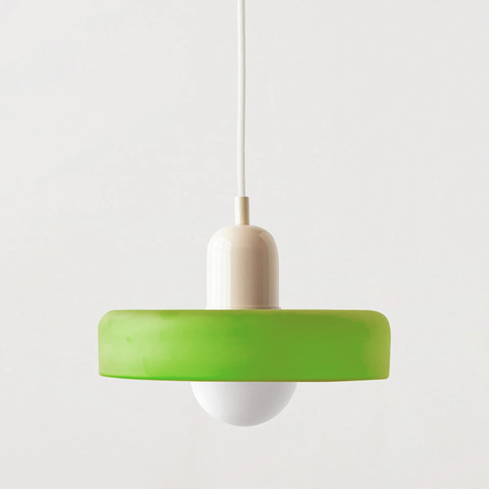 Bunter Bauhaus Glas-Pendelleuchte
