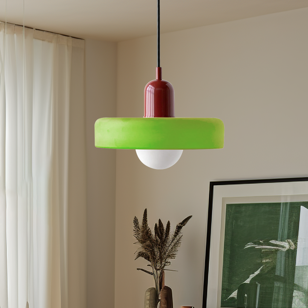 Bunter Bauhaus Glas-Pendelleuchte