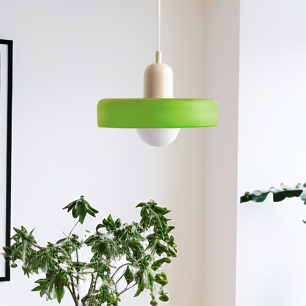 Bunter Bauhaus Glas-Pendelleuchte