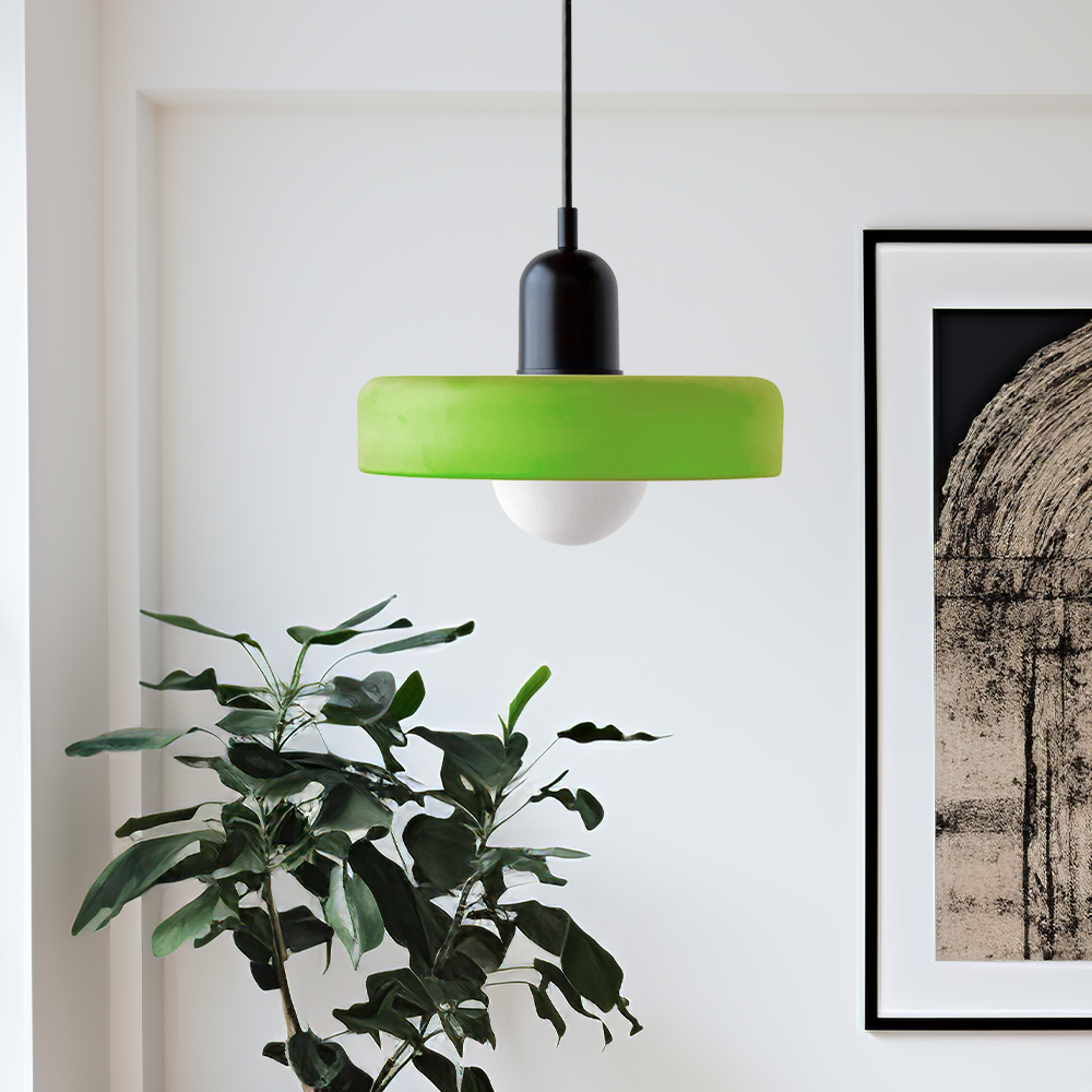 Bunter Bauhaus Glas-Pendelleuchte