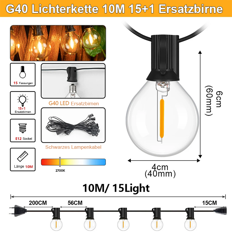 LED G40 Weihnachts Lichterkette