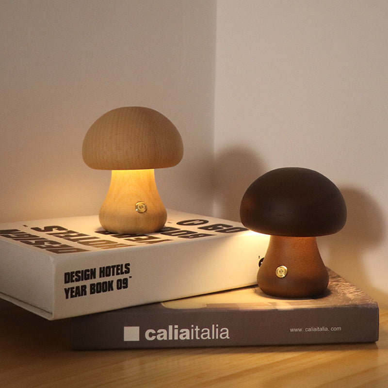 Holz Vintage Pilz Tischlampe-Aster Selection