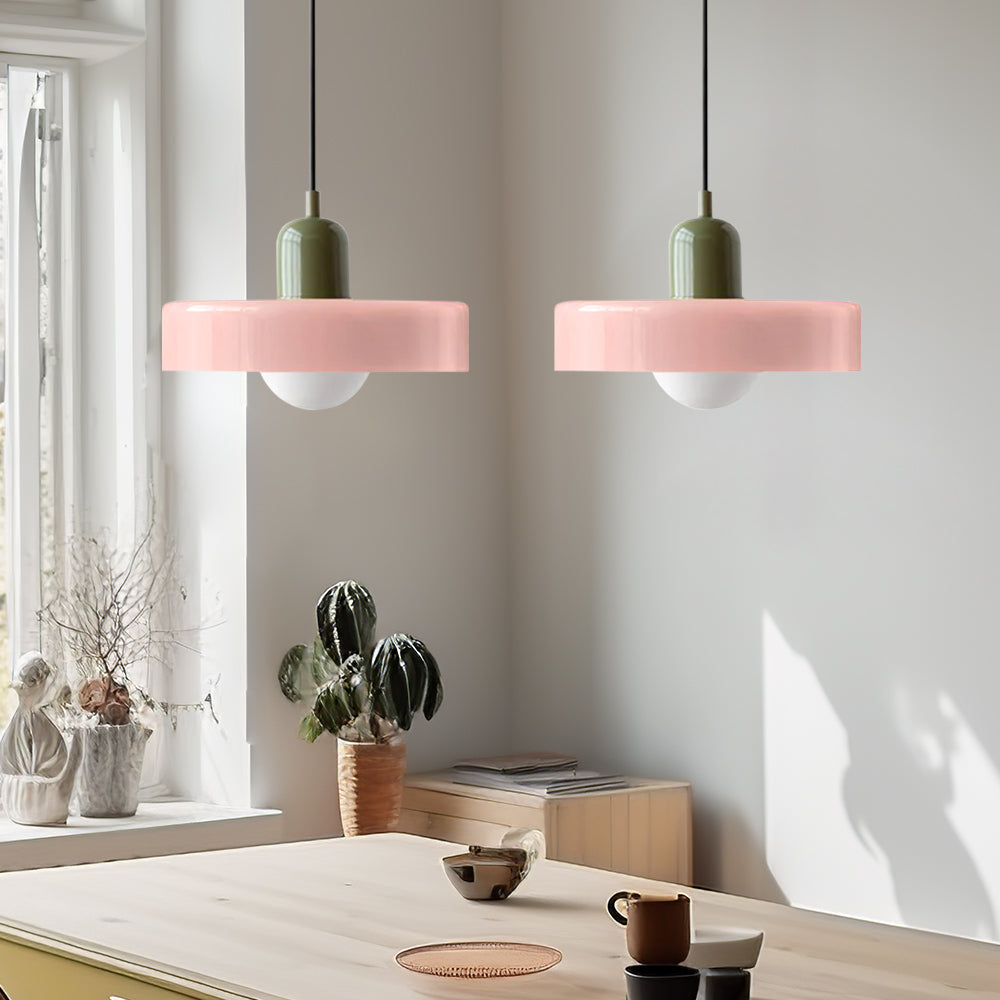 Bauhaus Hängeleuchte aus Buntglas-Aster Selection