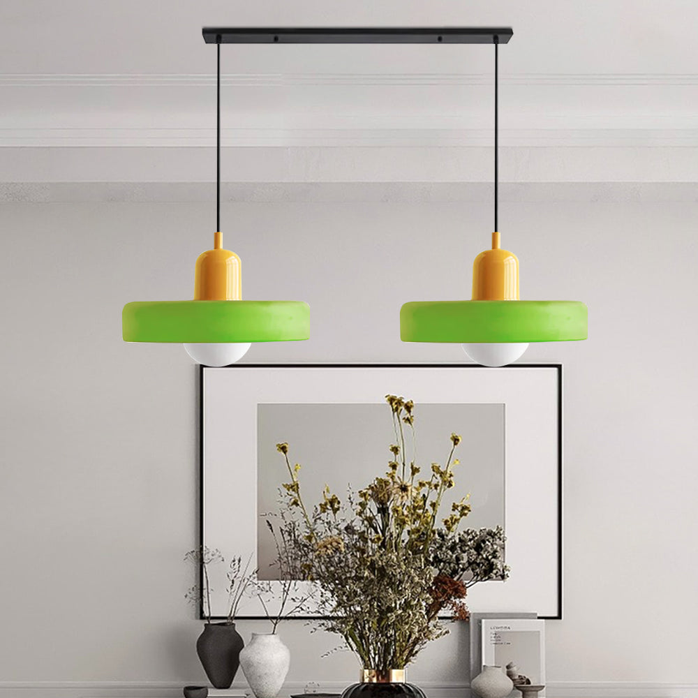 Bauhaus Hängeleuchte aus Buntglas-Aster Selection