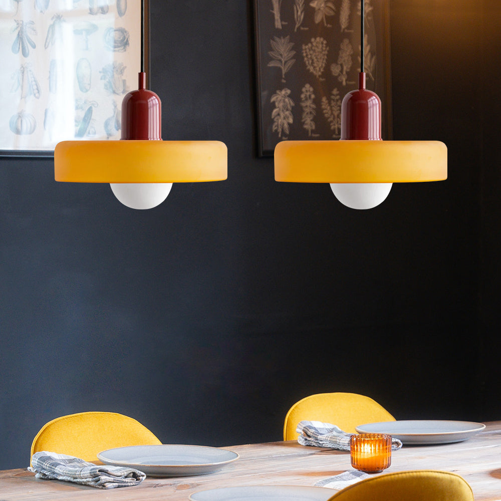 Bauhaus Hängeleuchte aus Buntglas-Aster Selection