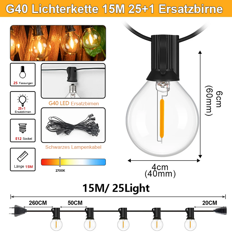 LED G40 Weihnachts Lichterkette