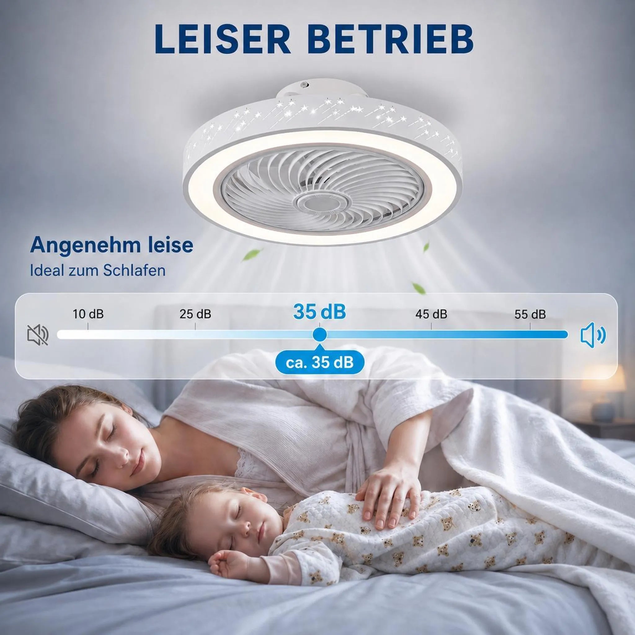 Intelligenter LED-Deckenventilator mit App-Steuerung