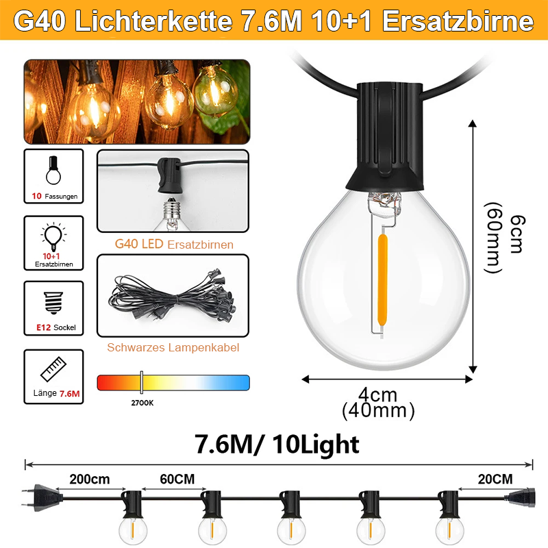 LED G40 Weihnachts Lichterkette