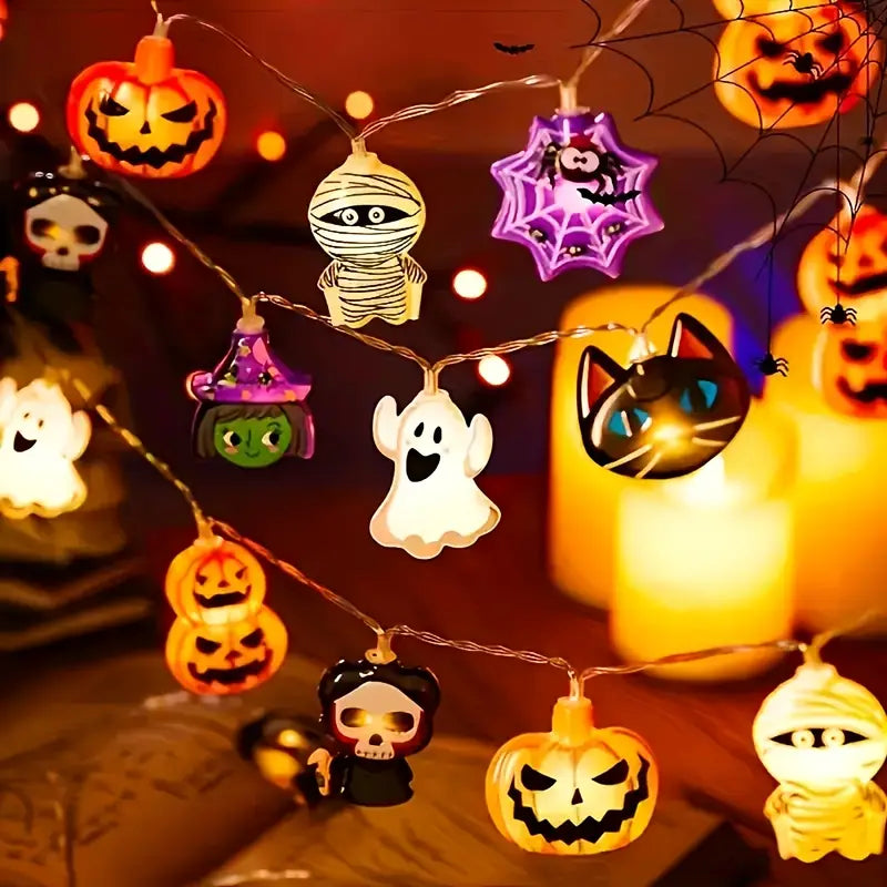Halloween Kürbis Spinnen Lichterkette