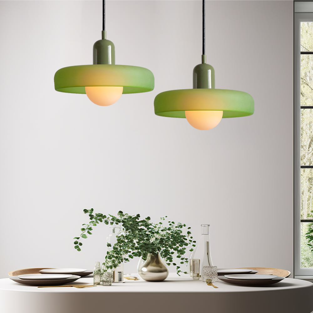 Bunter Bauhaus Glas-Pendelleuchte