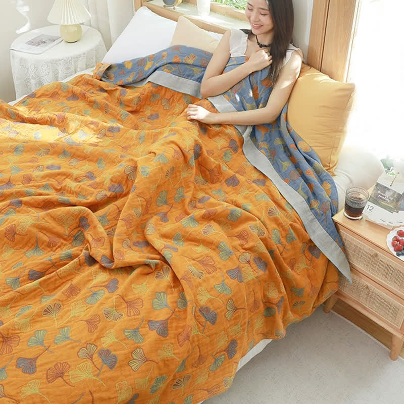 Ginkgo Leaf Reversible Cotton Quilt