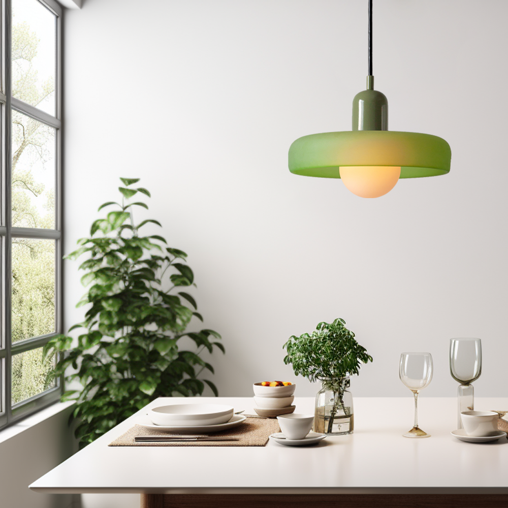 Bunter Bauhaus Glas-Pendelleuchte