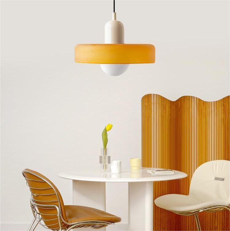 Bunter Bauhaus Glas-Pendelleuchte