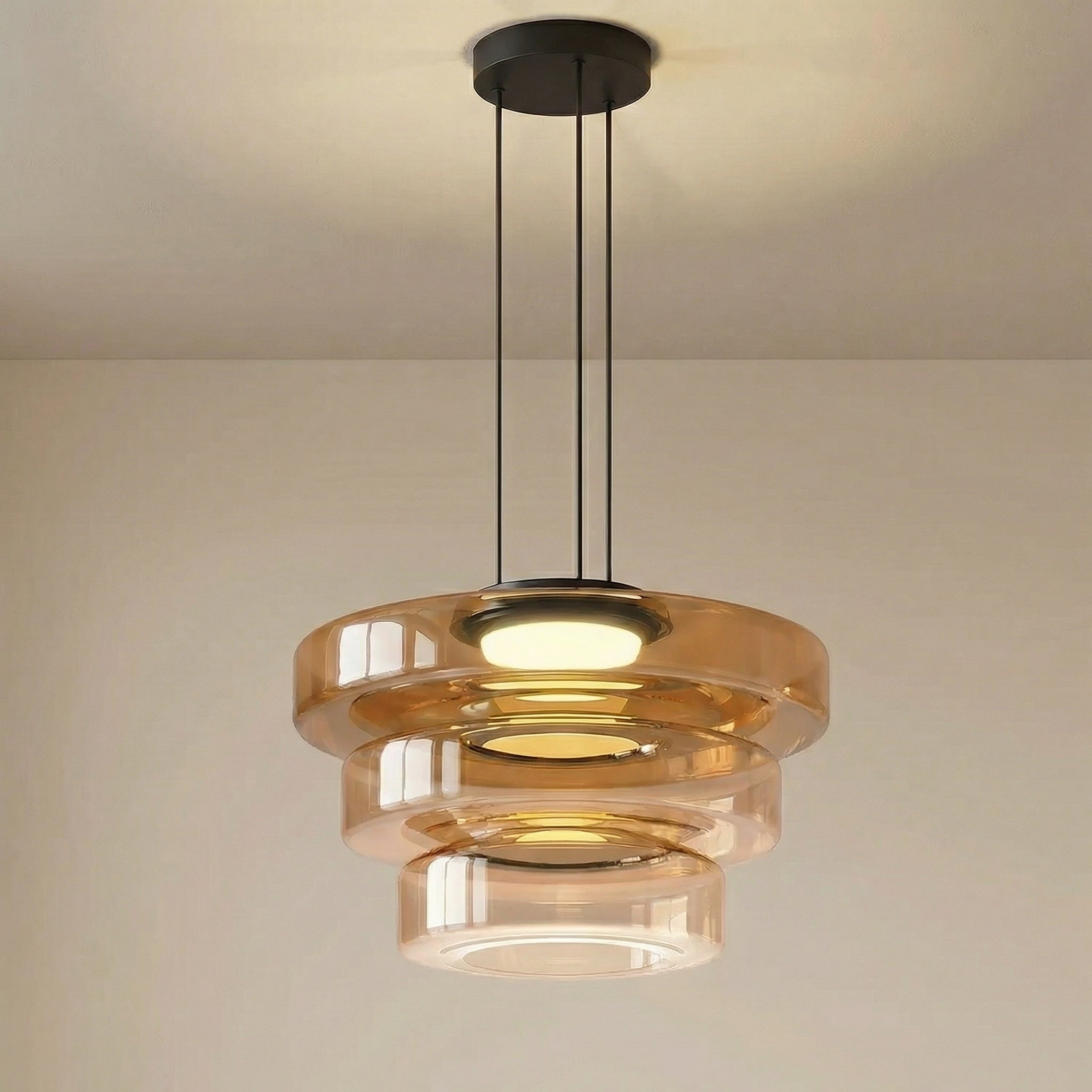 Nordische Bauhaus Pendelleuchte aus geschichtetem Glas