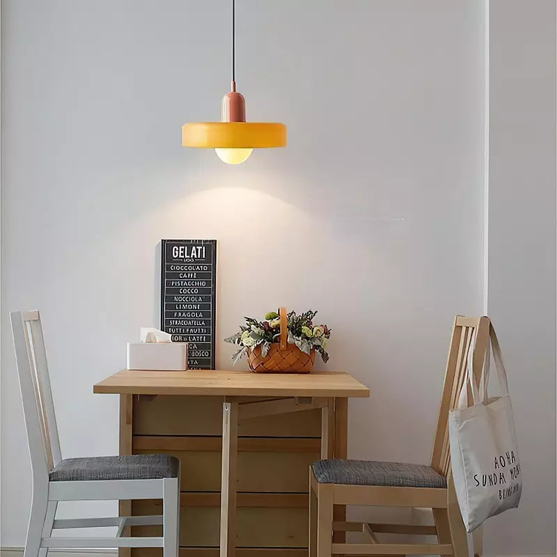 Bunter Bauhaus Glas-Pendelleuchte