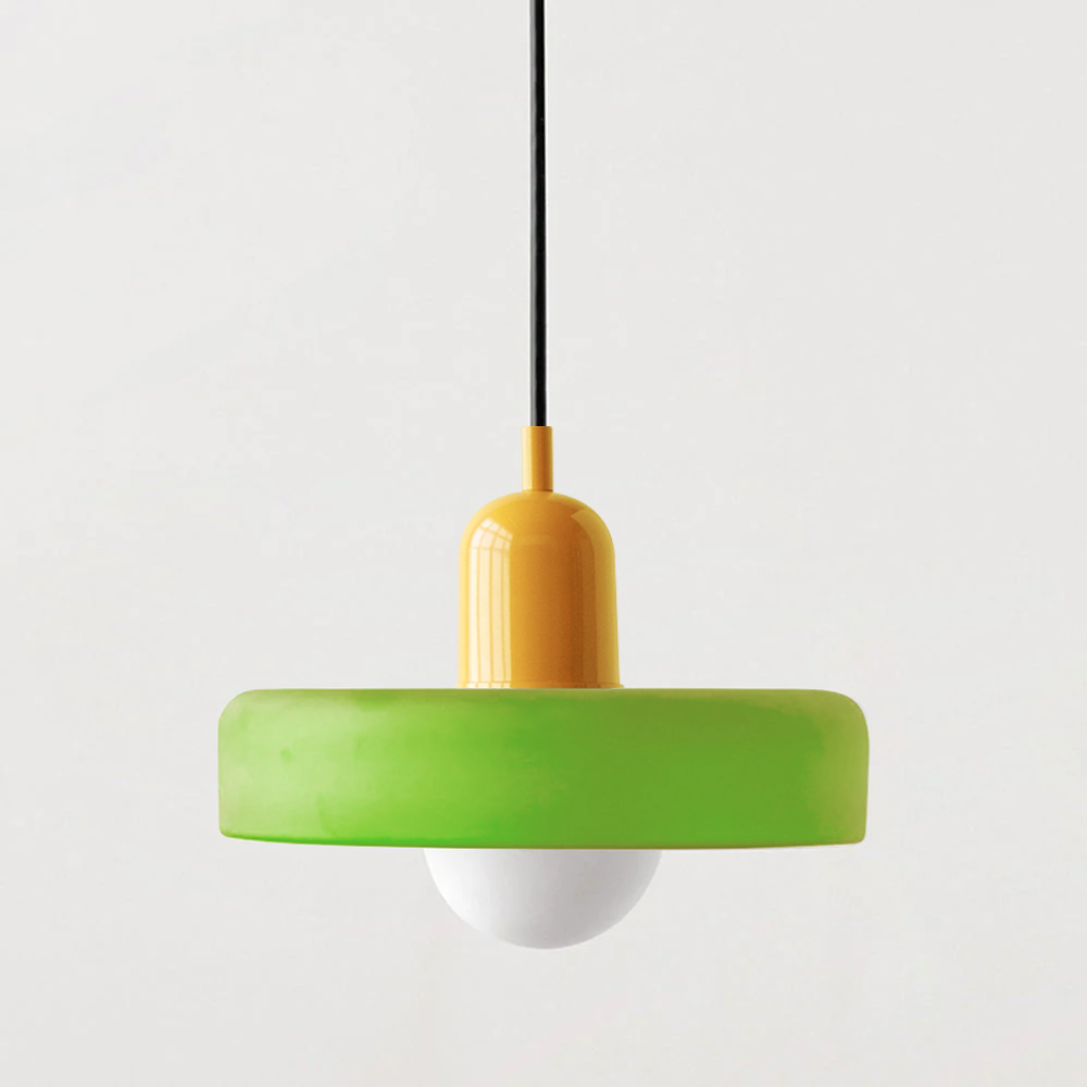 Bunter Bauhaus Glas-Pendelleuchte