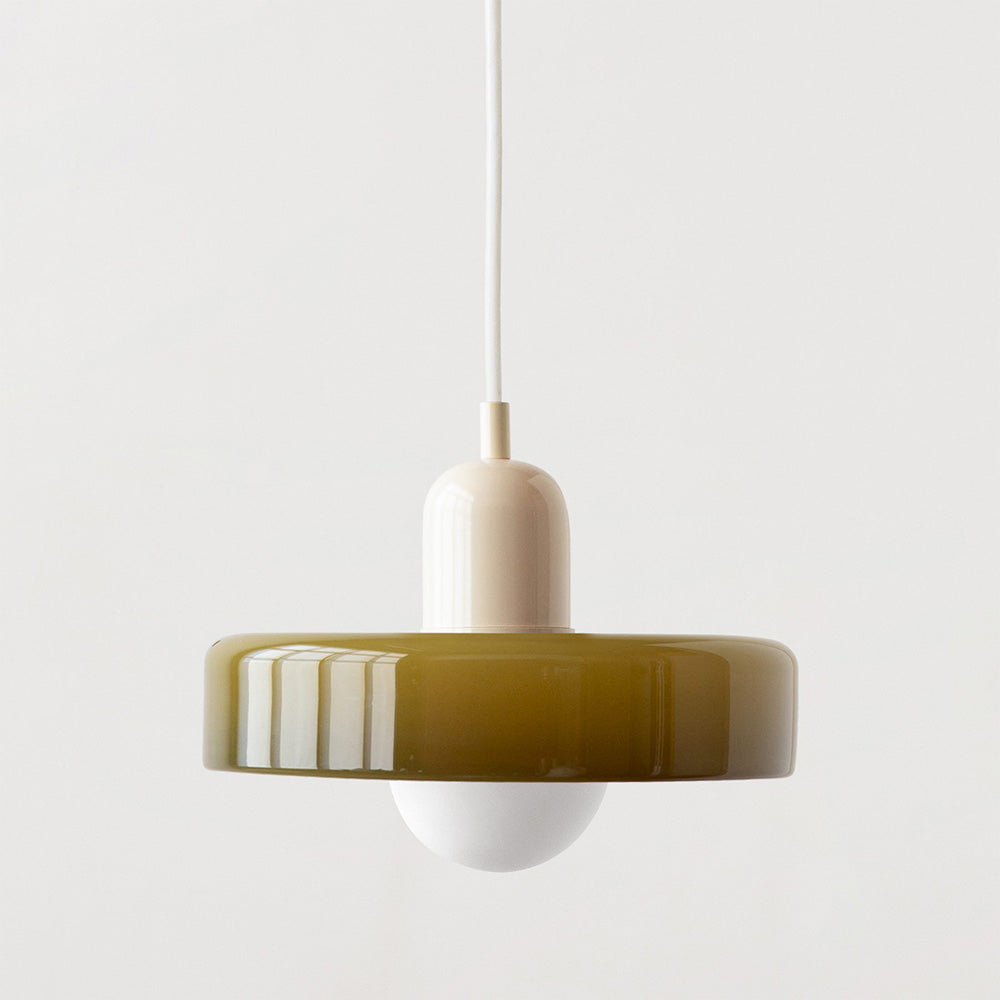 Bunter Bauhaus Glas-Pendelleuchte