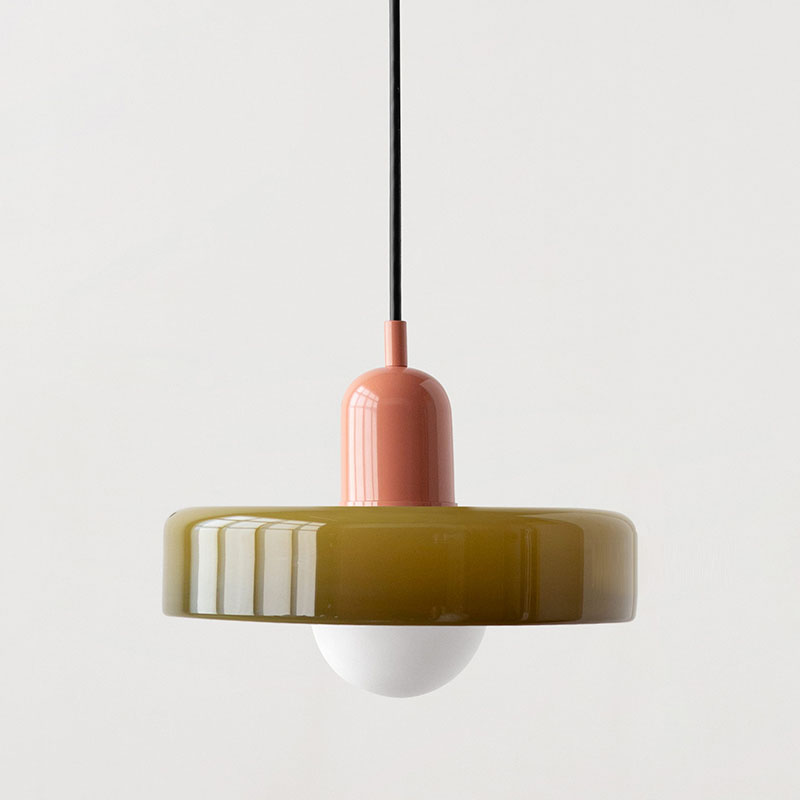 Bunter Bauhaus Glas-Pendelleuchte