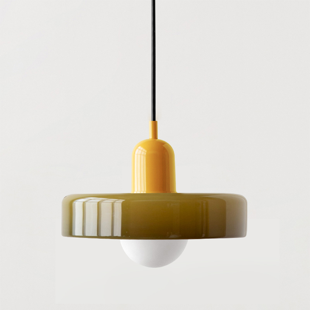 Bunter Bauhaus Glas-Pendelleuchte