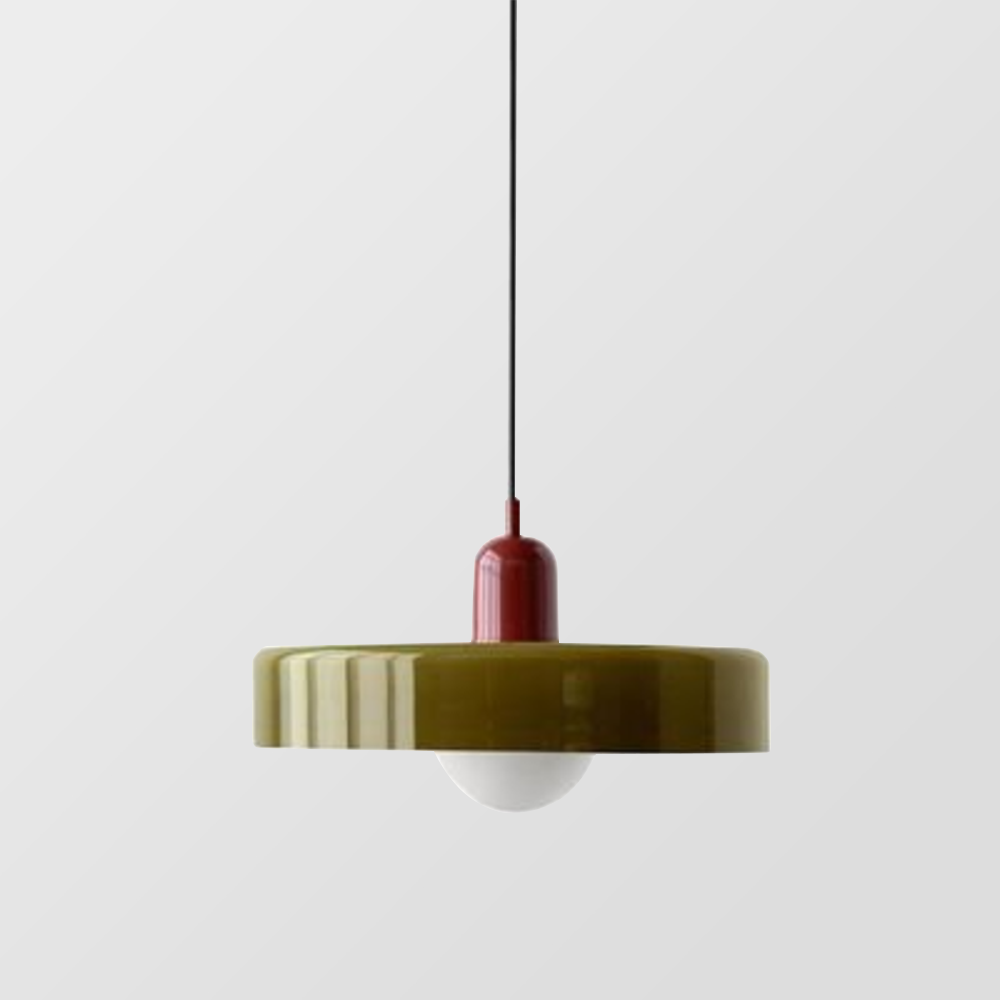 Bunter Bauhaus Glas-Pendelleuchte