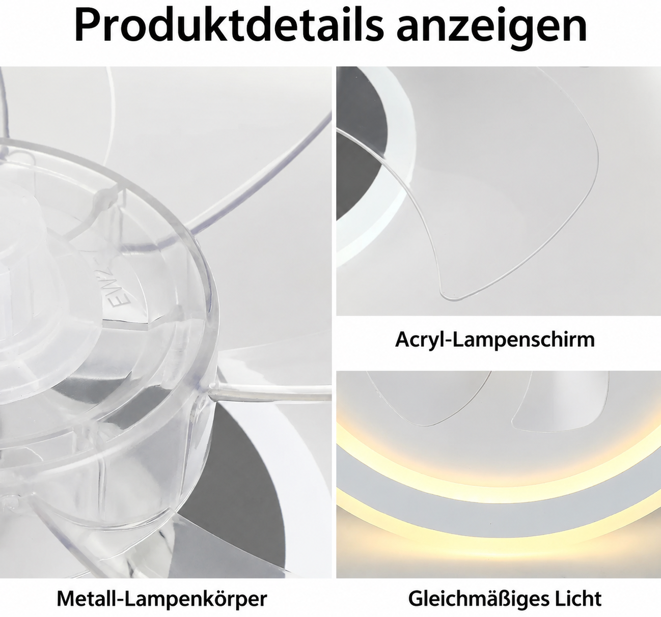 Wendbarer Deckenventilator mit LED-Beleuchtung