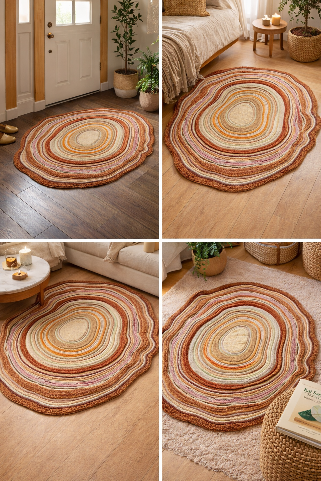 Teppich Wohnzimmer 200x300 aus Wolle in Beige, moderner flauschiger Hochflorteppich für elegante Wohnräume