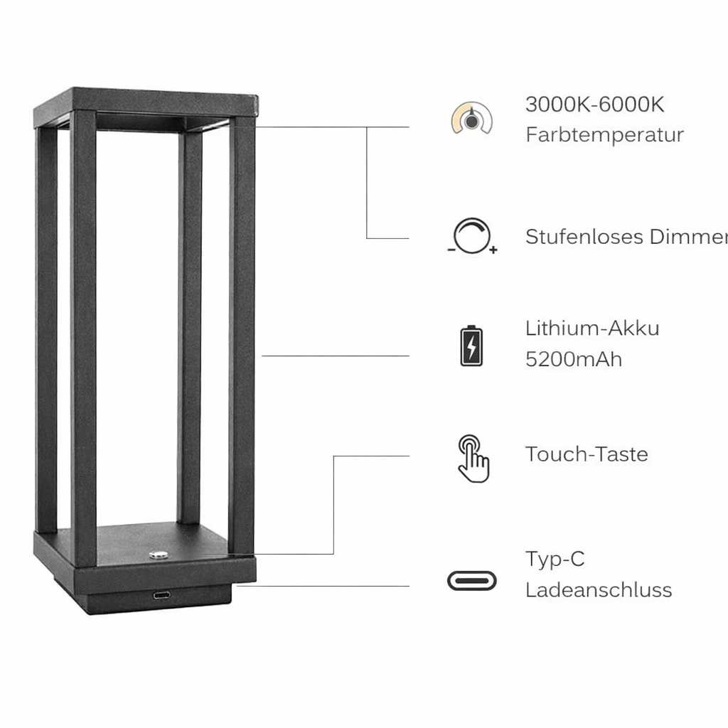 Kabellose LED Tischlampe mit Touch