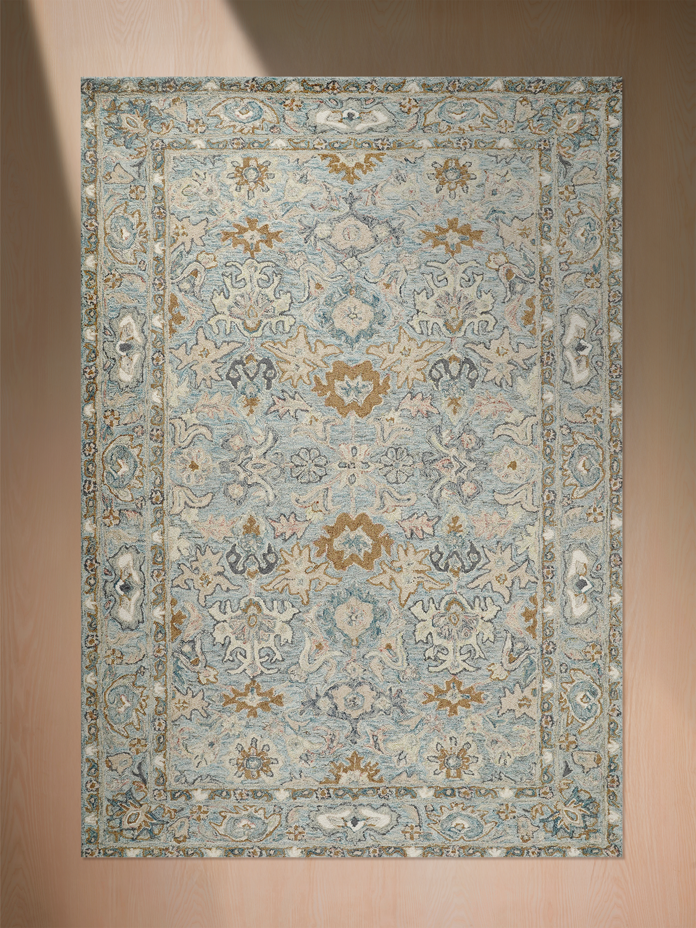 Wollteppich Blau 160x230 200x300 moderner hochwertiger Wohnteppich Wohnzimmer