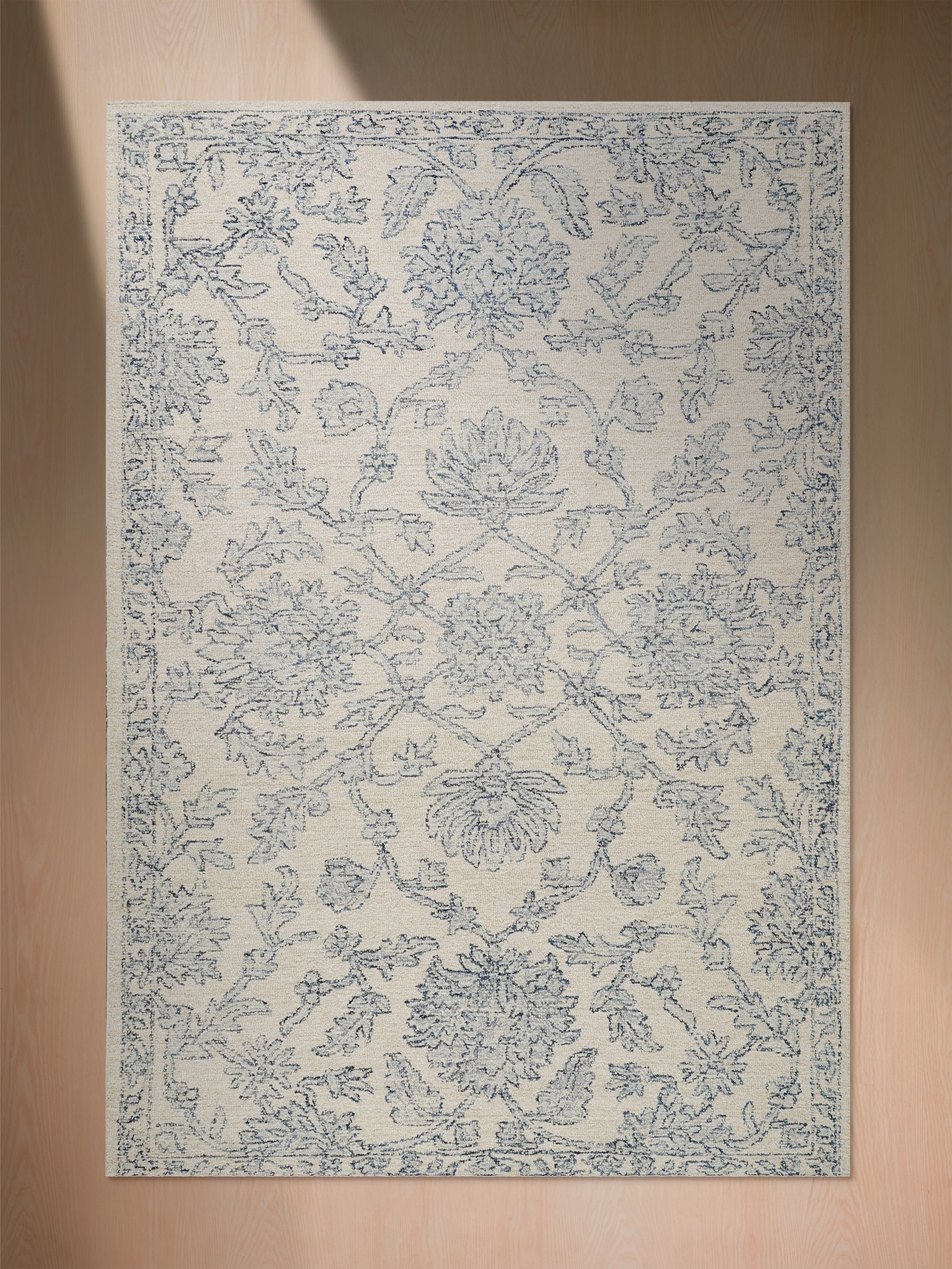 Wollteppich 140x200 160x230 200x300 in Blau oder Grün für Wohnzimmer Schlafzimmer