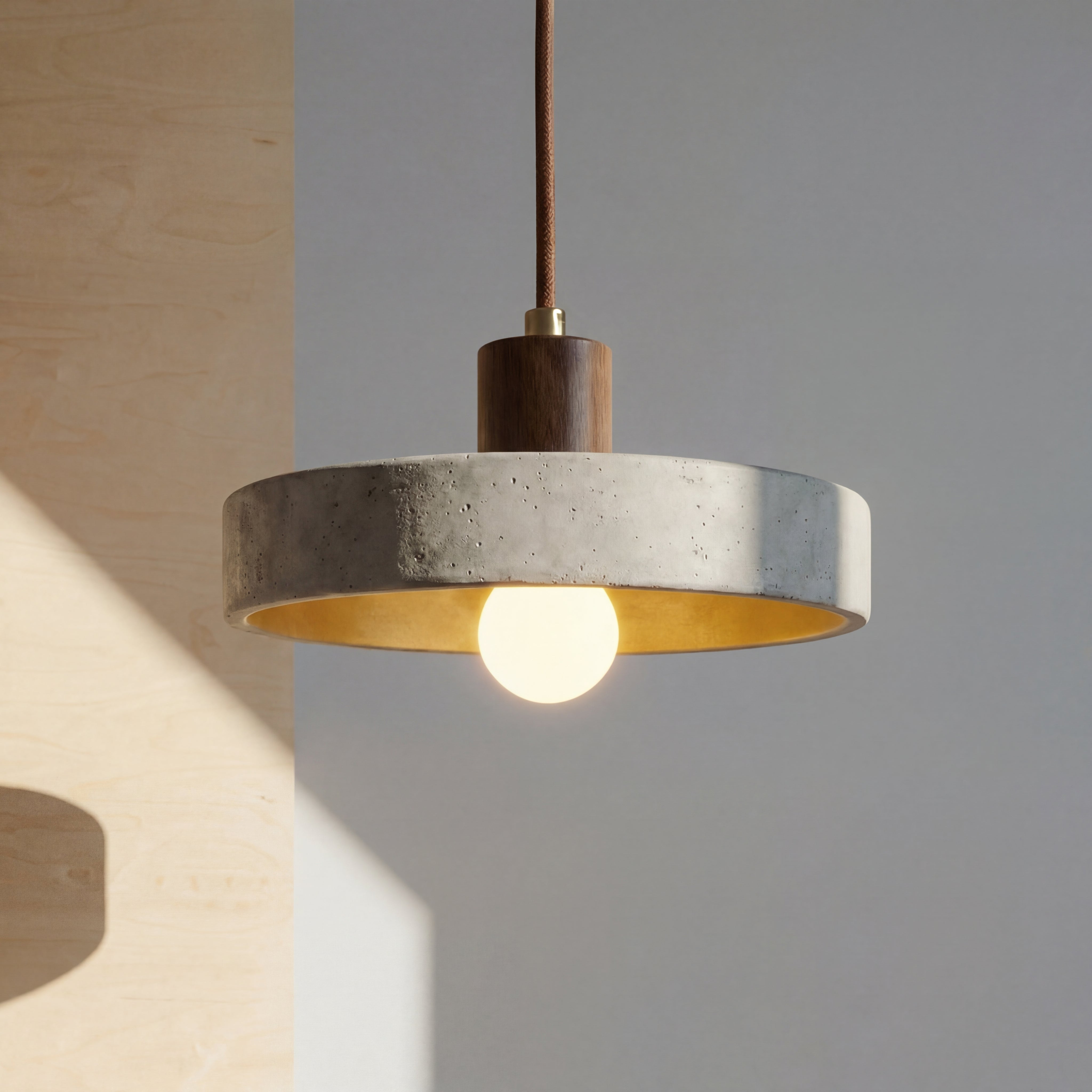 Moderne Travertin-Pendelleuchte im Bauhaus-Design