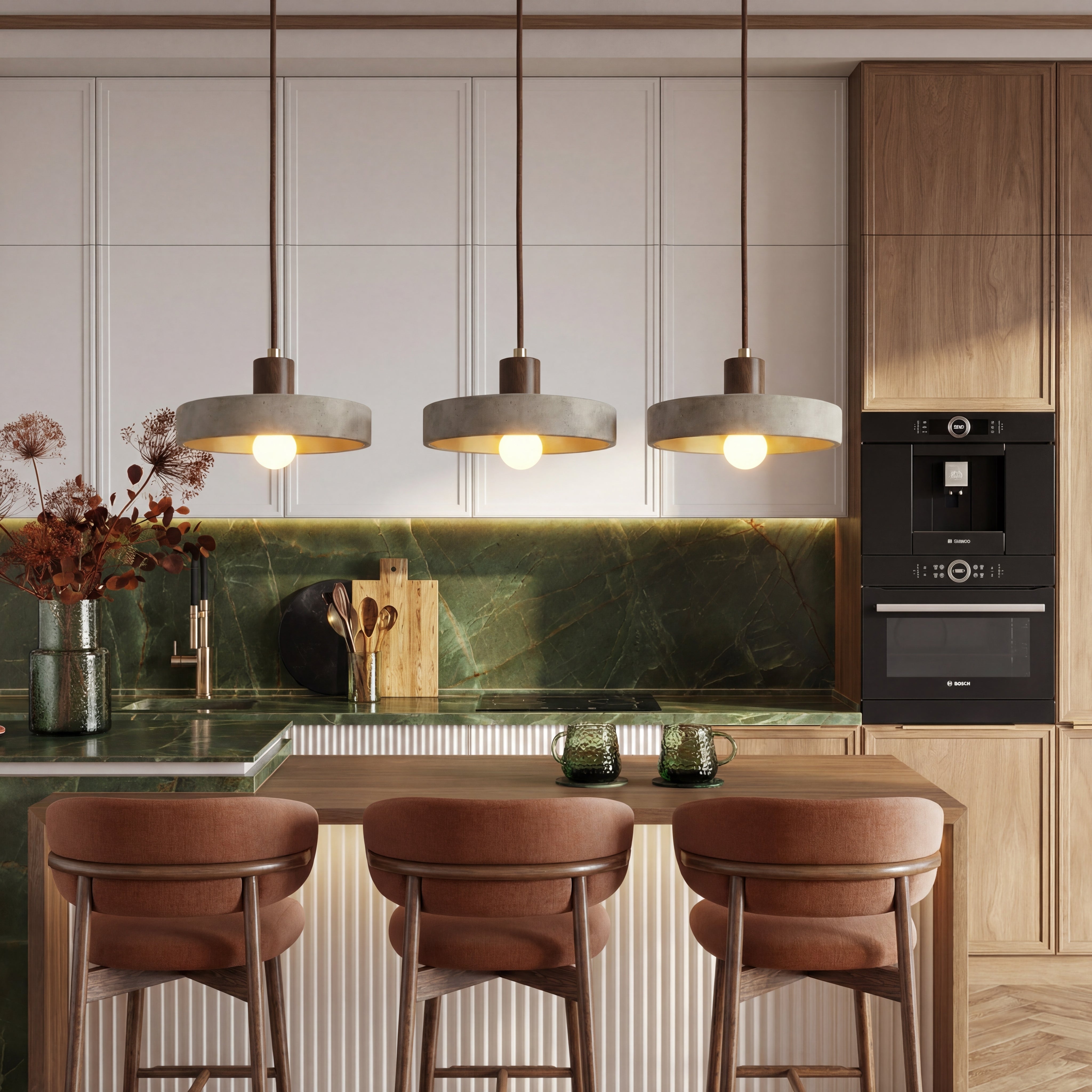 Moderne Travertin-Pendelleuchte im Bauhaus-Design