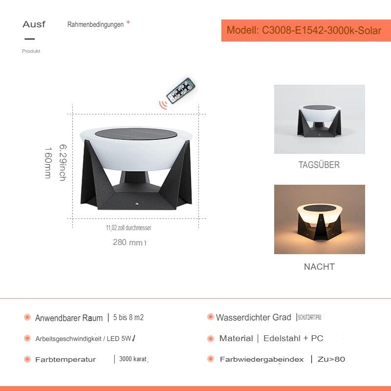 Solar Zaunpfostenleuchte LED