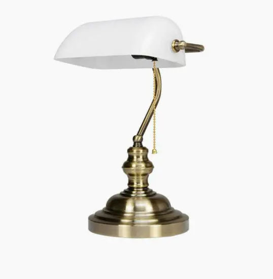 Retro-Tischlampe mit Glasschirm