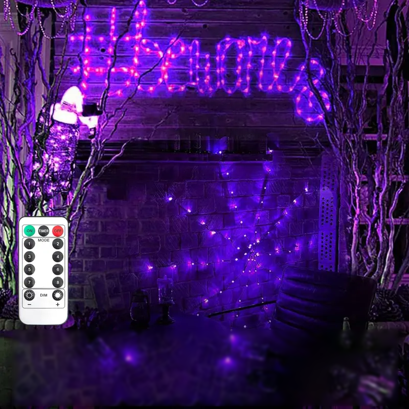 Halloween Spinnennetz Lichterkette