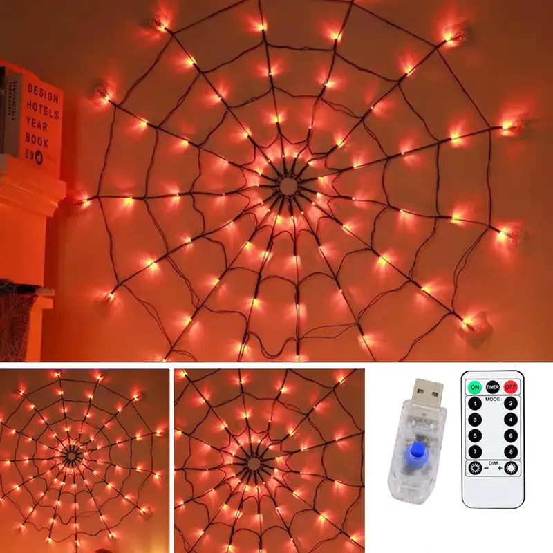Halloween Spinnennetz Lichterkette