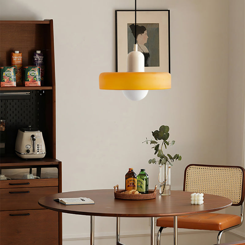 Bunter Bauhaus Glas-Pendelleuchte