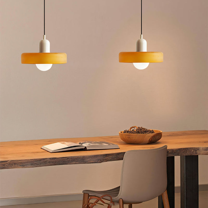 Bunter Bauhaus Glas-Pendelleuchte