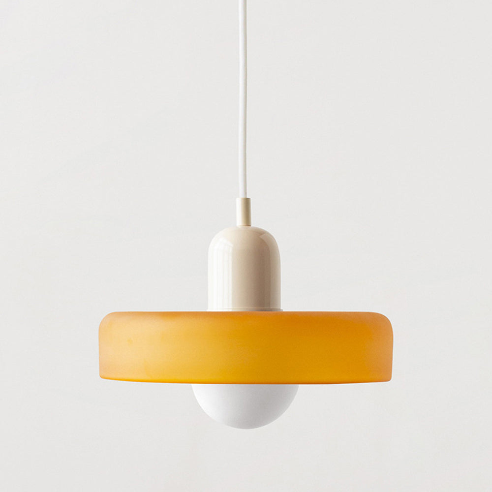 Bunter Bauhaus Glas-Pendelleuchte