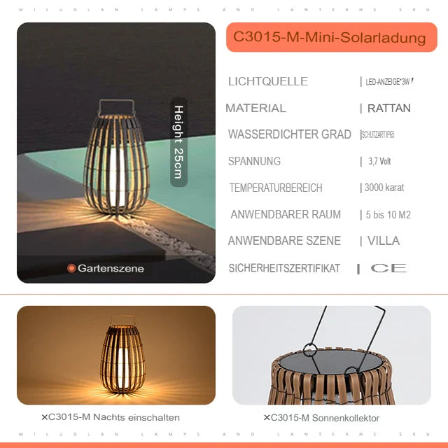 Rattan LED Gartenlaterne