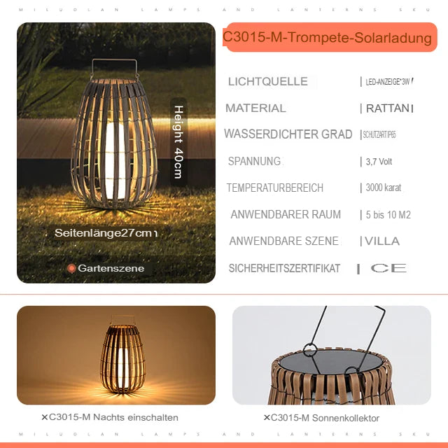 Rattan LED Gartenlaterne